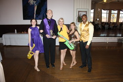 Aislynn, Dr. David Taber, teacher Jan, Marilou, & Charles dancing Swing at the  Princess City Showcase 2014